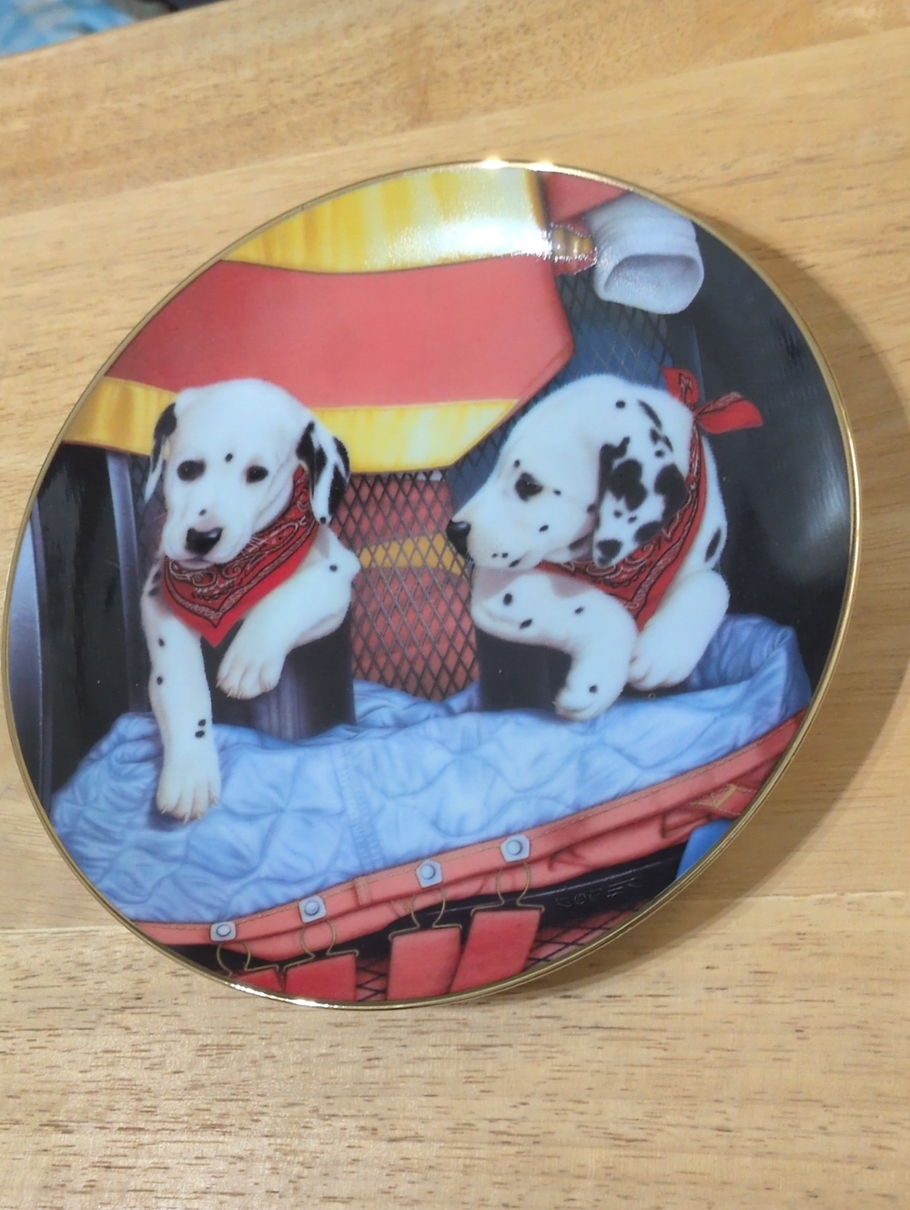 Danbury Mint Pups 'N Boots Fires Capers Dalmatian Plate